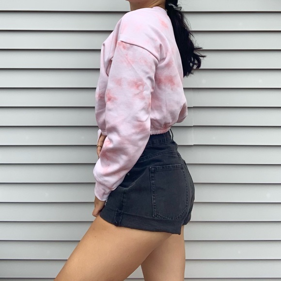 Fleece Tie Dye Long Sleeve Cinched Crewneck - Picture 3 of 5